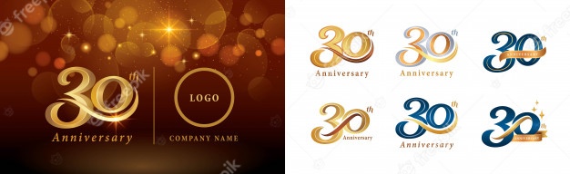 Set of 30th anniversary logotype design, thirty years celebrating anniversary logo Premium Vector