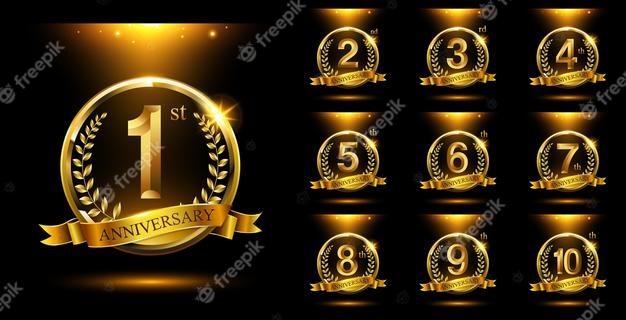 Set of golden anniversary logo celebration Premium Vector