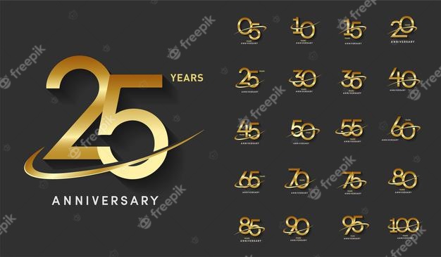 Set of golden anniversary number with swoosh logo celebration Premium Vector