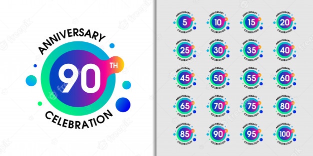 Set of modern anniversary logo. Premium Vector