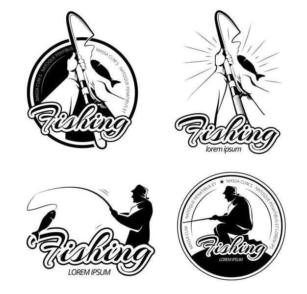 Vintage fishing vector logos, emblems, labels set. fishing label, emblem fishing, fishing badge, fishing illustration Free Vector