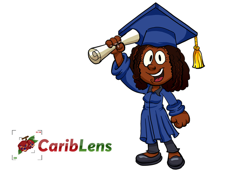 Cartoon African black woman student graduating college – graduation free photo