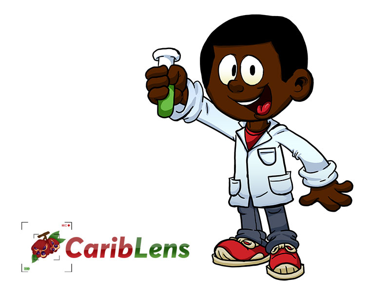 Cartoon Young African American Black Science Holding Up Test Tube Free Illustrator