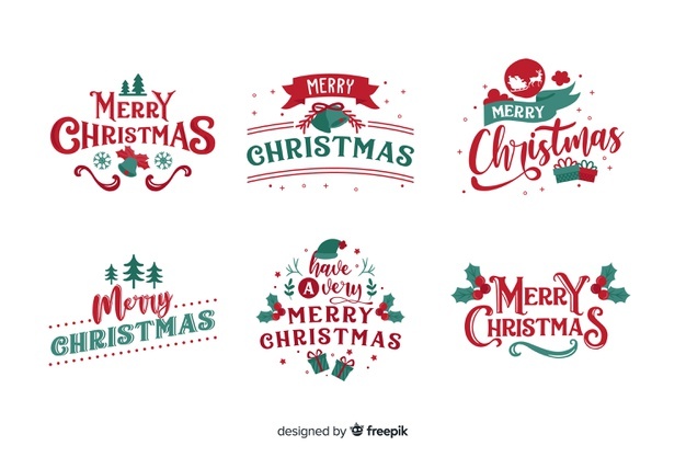 Christmas lettering badge on white background Free Vector