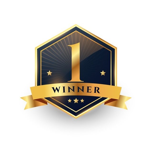 First place number one winner golden label design Free Vector