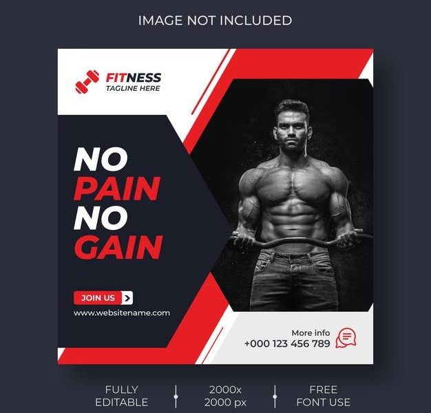 Fitness social media and instagram post template Free Psd