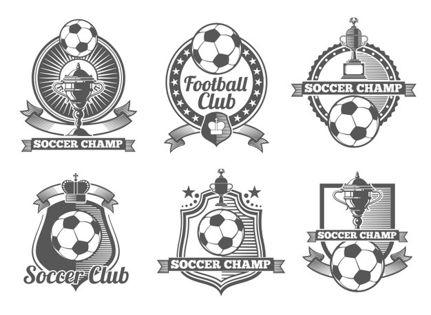 Football or soccer vintage vector labels, logos, emblems. football ...