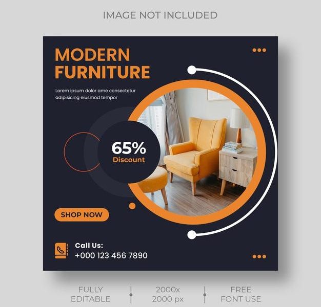 Furniture sale social media and instagram post template banner Free Psd