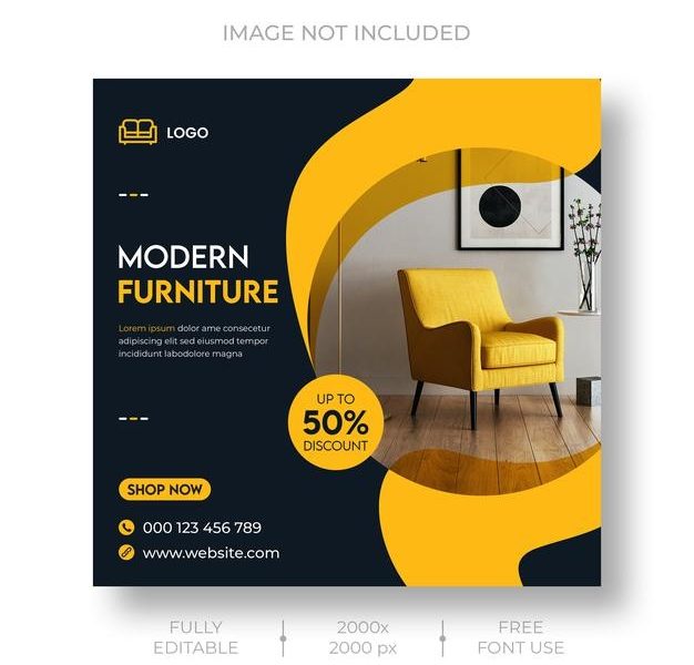 Furniture sale social media and instagram post template Free Psd