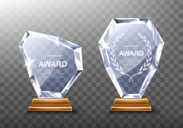 Glass trophies award Free Vector