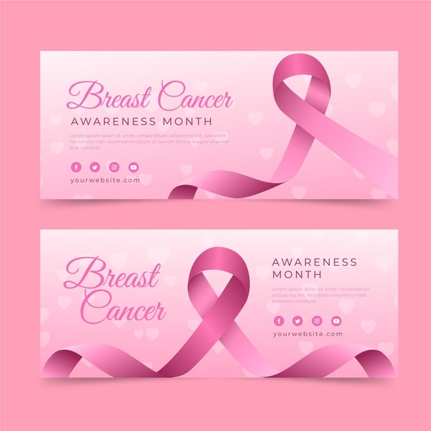 Gradient Breast Cancer Awareness Month Horizontal Banners Set 23 2149079935