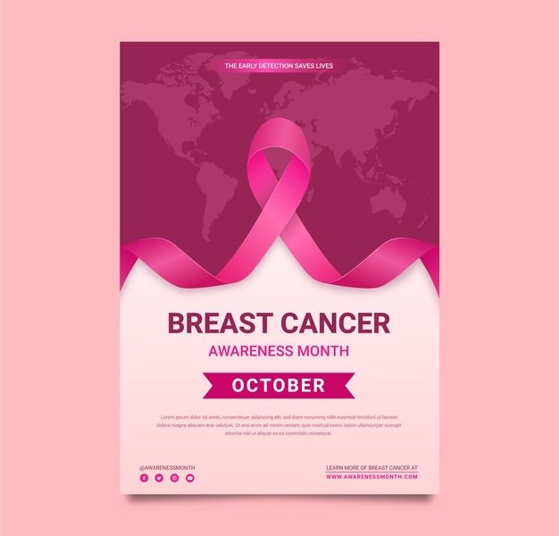 Gradient breast cancer awareness month vertical poster template Free Vector