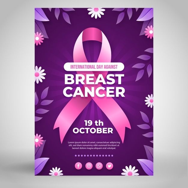 Gradient International Day Against Breast Cancer Vertical Poster Template 52683 70976