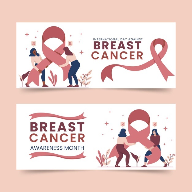 Hand Drawn Breast Cancer Awareness Month Horizontal Banners Set 23 2149076261