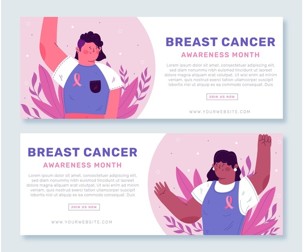 Hand Drawn Flat Breast Cancer Awareness Month Horizontal Banners Set 23 2149058306