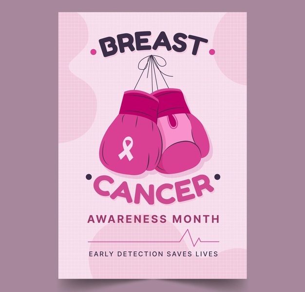 Hand drawn flat breast cancer awareness month vertical poster template Free Vector Hand drawn flat breast cancer awareness month vertical poster template Free Vector