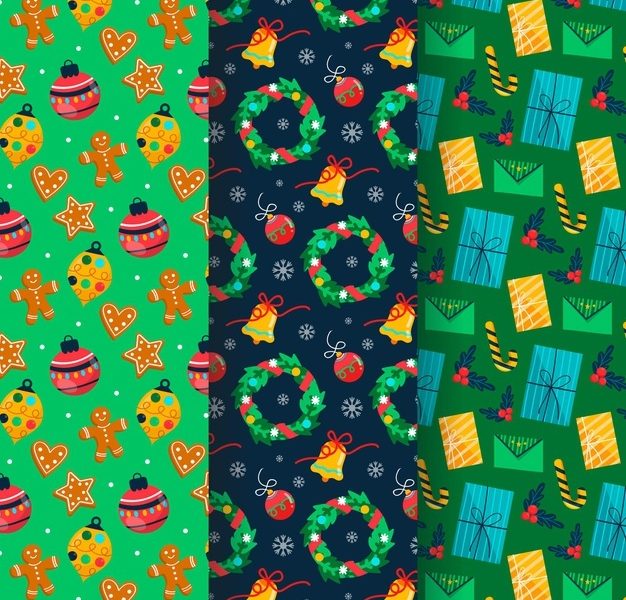 Hand drawn flat christmas pattern design Free Vector Hand drawn flat christmas pattern design Free Vector