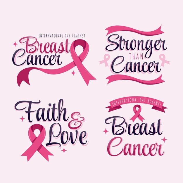 Hand Drawn Flat International Day Against Breast Cancer Lettering Labels Collection 52683 70065