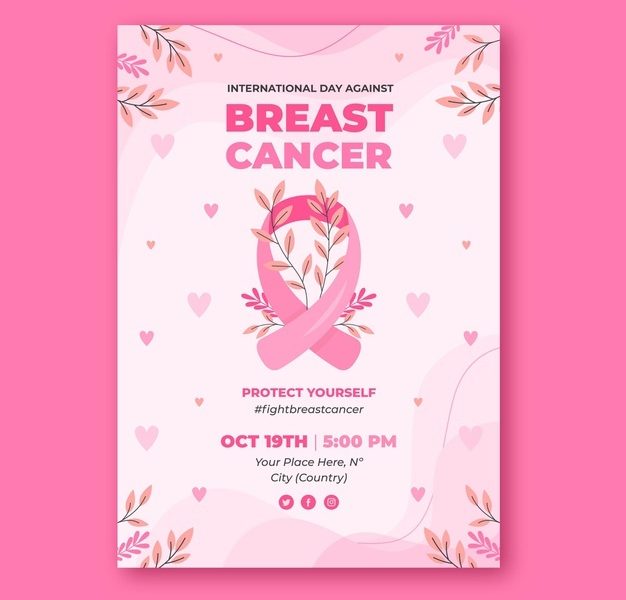Hand drawn flat international day against breast cancer vertical poster template Free Vector Hand drawn flat international day against breast cancer vertical poster template Free Vector