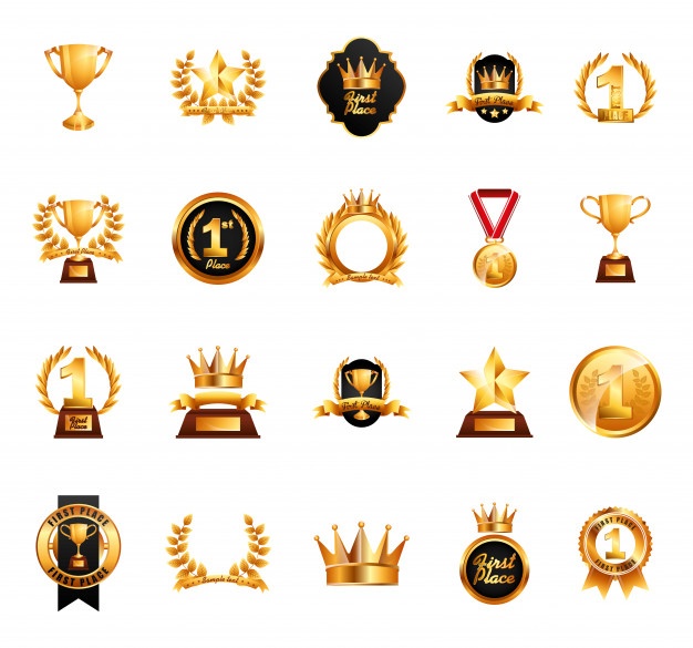 Isolated awards icon set Free Vector