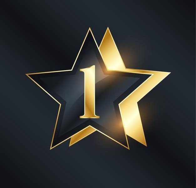 Number one star label in golden color Free Vector