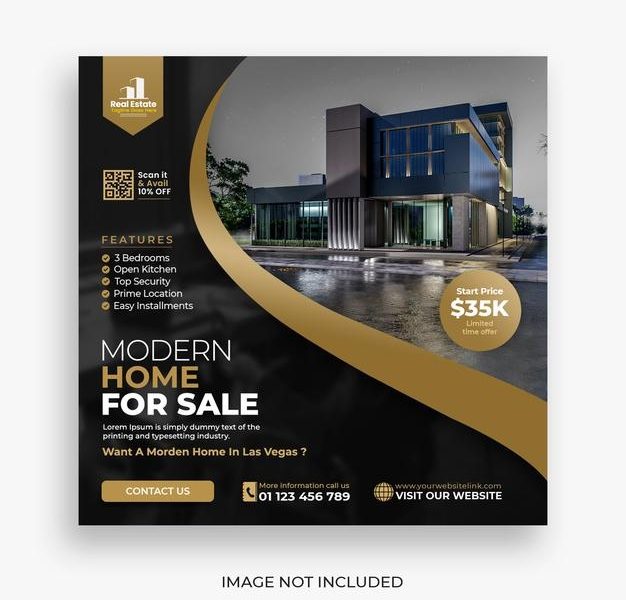 Real estate house social media post or square banner template Free Psd
