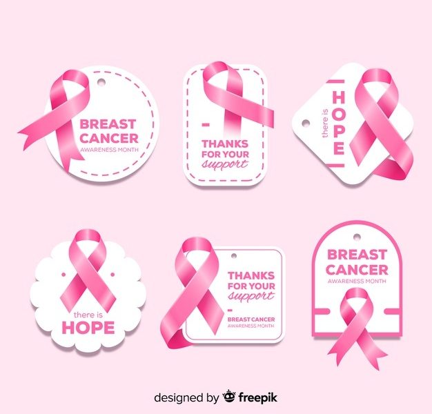 Realistic breast cancer awareness badge collection Free Vector Realistic breast cancer awareness badge collection Free Vector