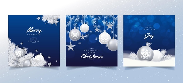 Realistic christmas cards Free Vector