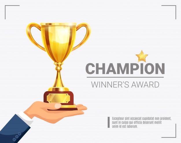Winner award champion trophy template Free Vector