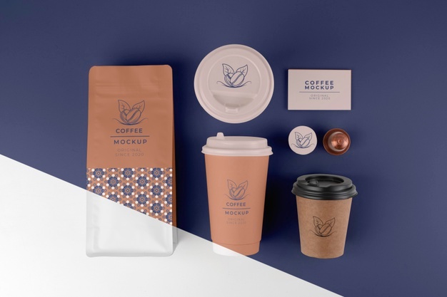 Assortment of coffee shop elements mock-up Free Psd