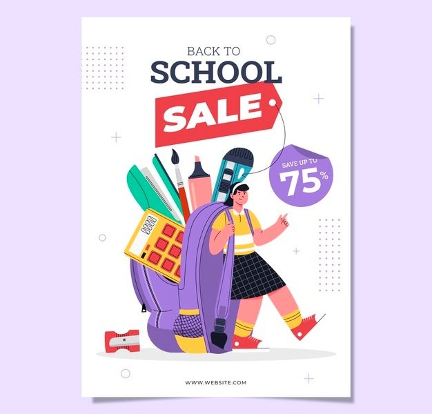 Back to school sale vertical poster template Free Vector Back to school sale vertical poster template Free Vector