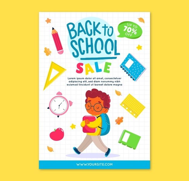 Back to school sale vertical poster template Free Vector Back to school sale vertical poster template Free Vector