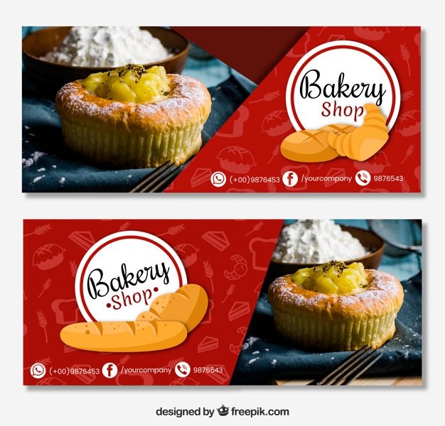 Bakery banners in flat style Free Vector