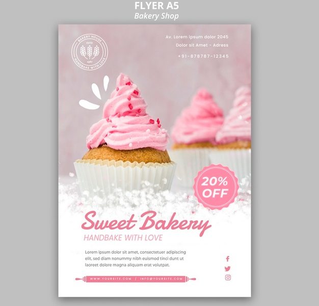 Bakery shop flyer template Free Psd