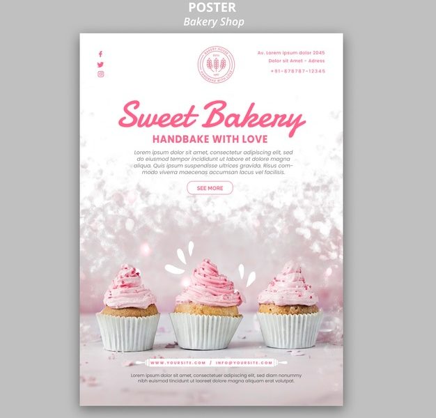 Bakery shop poster style Free Psd