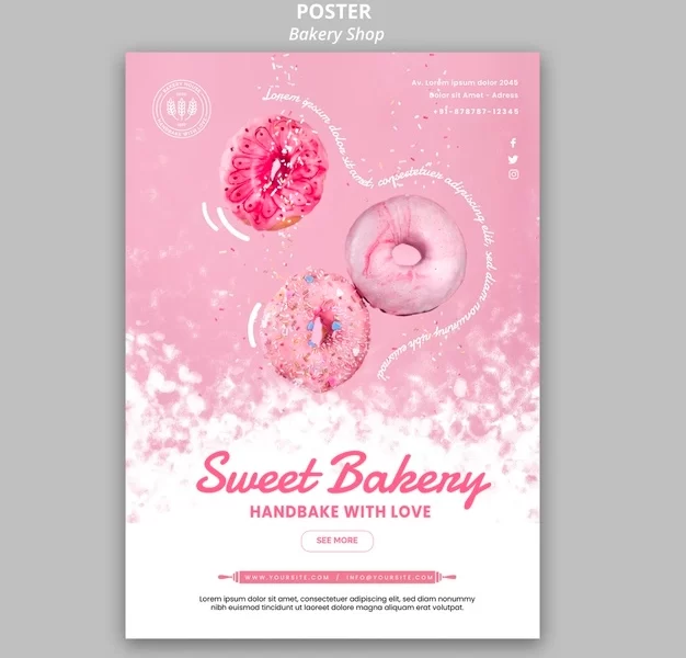 Bakery shop poster Free Psd