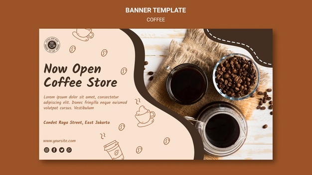 Banner coffee shop template Free Psd