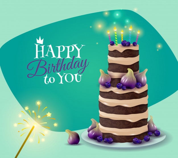 Birthday cake card Free Vector