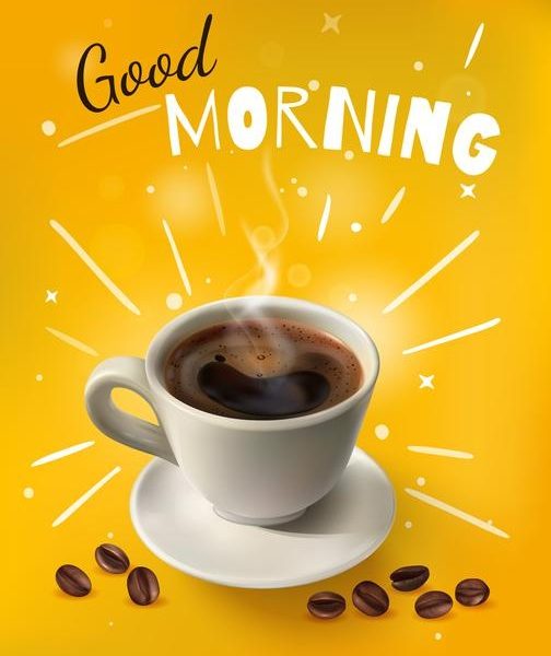 Bright yellow and realistic coffee illustration Free Vector