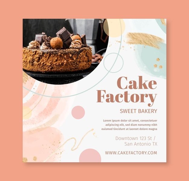 Cake factory flyer template Free Vector