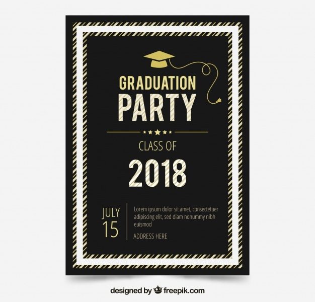 Classic graduation invitation template with flat design Free Vector Classic graduation invitation template with flat design Free Vector