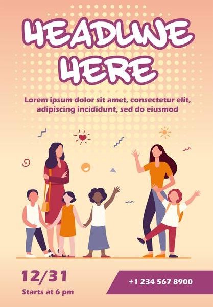 Classmates meeting at school flyer template Free Vector Classmates meeting at school flyer template Free Vector