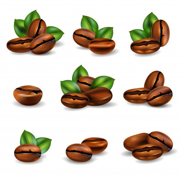 Coffee beans realistic set Free Vector