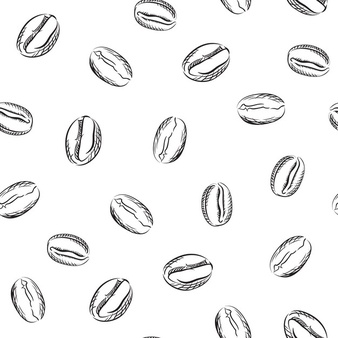 Coffee beans seamless pattern in sketch style Free Vector