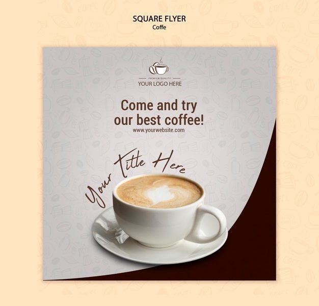 Coffee concept square flyer design Free Psd