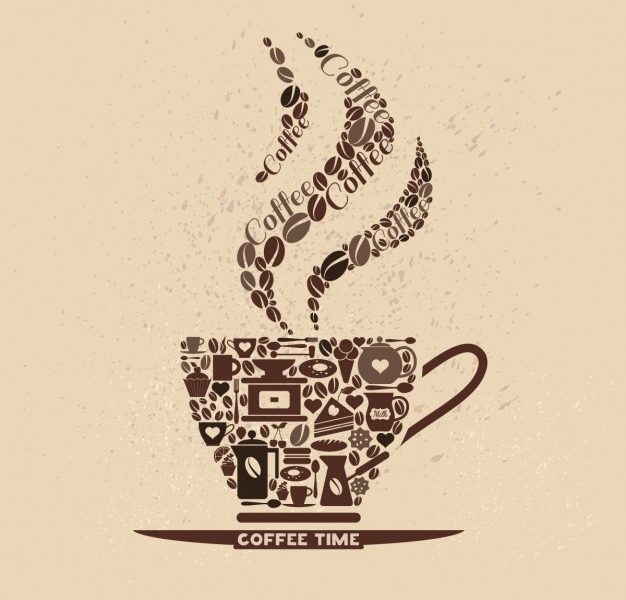 Coffee cup made of coffee icons Free Vector