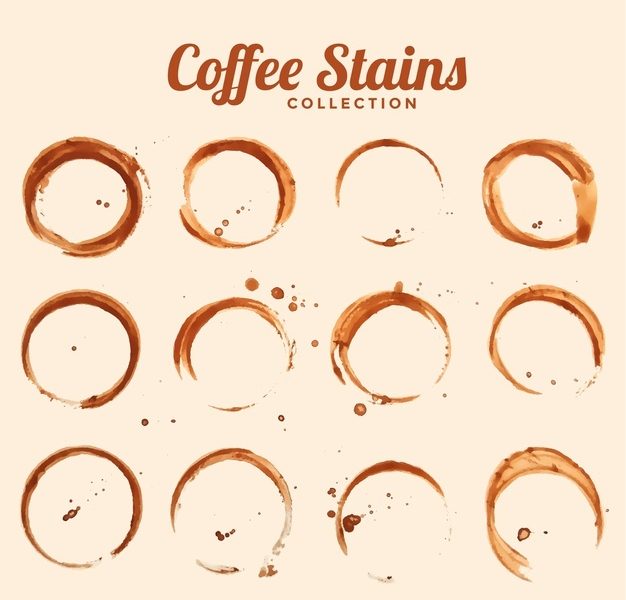 Coffee glass stain texture set of twelve Free Vector