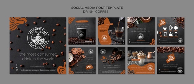 Coffee instagram post collection Free Psd