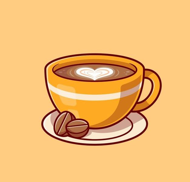 Coffee love foam with beans cartoon icon illustration. Free Vector