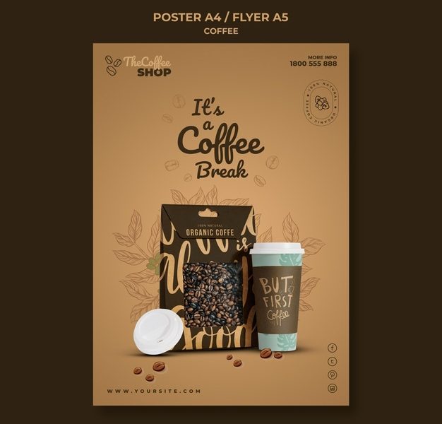 Coffee shop flyer template Free Psd